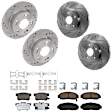 KIT-073024-515 4-Wheel Set Front and Rear Brake Disc and Pad Kit, Cross-drilled and Slotted 5 Lugs Front-299.97 mm/Rear-259.7 mm Ceramic, Includes (2) Brake Pad Set and (4) Brake Disc