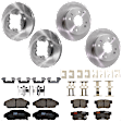 KIT-073024-5179 4-Wheel Set Front and Rear Brake Disc and Pad Kit, Plain Surface 4 Lugs Front-259.59 mm/Rear-260 mm Ceramic, Includes (4) Brake Disc and (2) Brake Pad Set