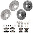 KIT-073024-517 4-Wheel Set Front and Rear Brake Disc and Pad Kit, Cross-drilled and Slotted 5 Lugs Front-299.97 mm/Rear-259.7 mm Ceramic, Includes (2) Brake Pad Set and (4) Brake Disc