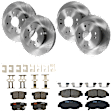 KIT-073024-5193 4-Wheel Set Front and Rear Brake Disc and Pad Kit, Plain Surface 4 Lugs Front-260 mm/Rear-259.84 mm Ceramic, Includes (4) Brake Disc and (2) Brake Pad Set