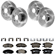 KIT-073024-523 4-Wheel Set Front and Rear Brake Disc and Pad Kit, Plain Surface 5 Lugs Front-299.97 mm/Rear-281.69 mm Ceramic, Includes (4) Brake Disc and (2) Brake Pad Set