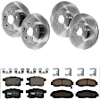 KIT-073024-524 4-Wheel Set Front and Rear Brake Disc and Pad Kit, Plain Surface 5 Lugs Front-299.97 mm/Rear-281.69 mm Ceramic, Includes (4) Brake Disc and (2) Brake Pad Set