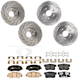 KIT-073024-5254 4-Wheel Set Brake Disc and Pad Kit, Cross-drilled and Slotted 5 Lugs Front-299.97 mm/Rear-304.4 mm Ceramic, Includes (4) Brake Disc and (2) Brake Pad Set