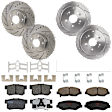 KIT-073024-5255 4-Wheel Set Brake Disc and Pad Kit, Cross-drilled and Slotted 5 Lugs Front-299.97 mm/Rear-304.4 mm Ceramic, Includes (4) Brake Disc and (2) Brake Pad Set