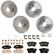 KIT-073024-5257 4-Wheel Set Brake Disc and Pad Kit, Cross-drilled and Slotted 5 Lugs Front-299.97 mm/Rear-304.4 mm Ceramic, Includes (4) Brake Disc and (2) Brake Pad Set