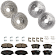 KIT-073024-5258 4-Wheel Set Brake Disc and Pad Kit, Cross-drilled and Slotted 5 Lugs Front-299.97 mm/Rear-304.4 mm Ceramic, Includes (4) Brake Disc and (2) Brake Pad Set