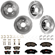 KIT-073024-5267 4-Wheel Set Front and Rear Brake Disc and Pad Kit, Plain Surface 5 Lugs Front-261.62 mm/Rear-259.59 mm Ceramic, Includes (4) Brake Disc and (2) Brake Pad Set