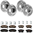KIT-073024-527 4-Wheel Set Front and Rear Brake Disc and Pad Kit, Plain Surface 5 Lugs Front-299.97 mm/Rear-281.69 mm Ceramic, Includes (4) Brake Disc and (2) Brake Pad Set