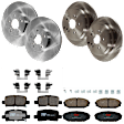 KIT-073024-5282 4-Wheel Set Front and Rear Brake Disc and Pad Kit, Plain Surface 5 Lugs Front-299.97 mm/Rear-312.93 mm Ceramic, Includes (4) Brake Disc and (2) Brake Pad Set