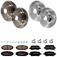 KIT-073024-5285 4-Wheel Set Front and Rear Brake Disc and Pad Kit, Plain Surface 5 Lugs Front-299.97 mm/Rear-312.93 mm Ceramic, Includes (4) Brake Disc and (2) Brake Pad Set
