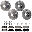KIT-073024-5332 4-Wheel Set Front and Rear Brake Disc and Pad Kit, Cross-drilled and Slotted 5 Lugs Front-299.97 mm/Rear-312.93 mm Ceramic, Includes (4) Brake Disc and (2) Brake Pad Set