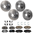 KIT-073024-5333 4-Wheel Set Front and Rear Brake Disc and Pad Kit, Cross-drilled and Slotted 5 Lugs Front-299.97 mm/Rear-312.93 mm Ceramic, Includes (4) Brake Disc and (2) Brake Pad Set