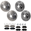KIT-073024-5335 4-Wheel Set Front and Rear Brake Disc and Pad Kit, Cross-drilled and Slotted 5 Lugs Front-299.97 mm/Rear-312.93 mm Ceramic, Includes (4) Brake Disc and (2) Brake Pad Set