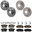 KIT-073024-533 4-Wheel Set Front and Rear Brake Disc and Pad Kit, Cross-drilled and Slotted 5 Lugs Front-299.97 mm/Rear-281.69 mm Ceramic, Includes (2) Brake Pad Set and (4) Brake Disc