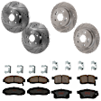 KIT-073024-536 4-Wheel Set Front and Rear Brake Disc and Pad Kit, Cross-drilled and Slotted 5 Lugs Front-299.97 mm/Rear-281.69 mm Ceramic, Includes (2) Brake Pad Set and (4) Brake Disc