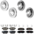 KIT-073024-5406 4-Wheel Set Front and Rear Brake Disc and Pad Kit, Cross-drilled and Slotted 5 Lugs Front-320 mm/Rear-334 mm Ceramic, Includes (4) Brake Disc and (2) Brake Pad Set