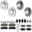 KIT-073024-5408 4-Wheel Set Front and Rear Brake Disc and Pad Kit, Cross-drilled and Slotted 5 Lugs Front-320 mm/Rear-334 mm Ceramic, Includes (4) Brake Disc and (2) Brake Pad Set
