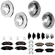 KIT-073024-5409 4-Wheel Set Front and Rear Brake Disc and Pad Kit, Cross-drilled and Slotted 5 Lugs Front-320 mm/Rear-334 mm Ceramic, Includes (4) Brake Disc and (2) Brake Pad Set