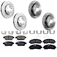 KIT-073024-5423 4-Wheel Set Front and Rear Brake Disc and Pad Kit, Cross-drilled and Slotted 5 Lugs Front-320 mm/Rear-334 mm Front-Semi-Metallic/Rear-Ceramic, Includes (4) Brake Disc and (2) Brake Pad Set