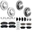 KIT-073024-5426 4-Wheel Set Front and Rear Brake Disc and Pad Kit, Cross-drilled and Slotted 5 Lugs Front-320 mm/Rear-334 mm Front-Semi-Metallic/Rear-Ceramic, Includes (4) Brake Disc and (2) Brake Pad Set