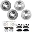 KIT-073024-5432 4-Wheel Set Front and Rear Brake Disc and Pad Kit, Plain Surface 5 Lugs Front-299.72 mm/Rear-281.69 mm Ceramic, Includes (4) Brake Disc and (2) Brake Pad Set