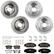 KIT-073024-5433 4-Wheel Set Front and Rear Brake Disc and Pad Kit, Plain Surface 5 Lugs Front-299.72 mm/Rear-281.69 mm Ceramic, Includes (4) Brake Disc and (2) Brake Pad Set