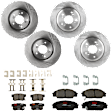 KIT-073024-5436 4-Wheel Set Front and Rear Brake Disc and Pad Kit, Plain Surface 5 Lugs Front-299.72 mm/Rear-281.69 mm Ceramic, Includes (4) Brake Disc and (2) Brake Pad Set