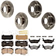 KIT-073024-5445 Front and Rear Brake Disc and Pad Kit, Plain Surface, 6 Lugs, Front-314.96 mm/Rear-311.91 mm, Front-Ceramic/Rear-Semi-Metallic