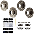 KIT-073024-5446 4-Wheel Set Front and Rear Brake Disc and Pad Kit, Plain Surface 6 Lugs Front-314.96 mm/Rear-311.91 mm Semi-metallic, Includes (4) Brake Disc and (2) Brake Pad Set