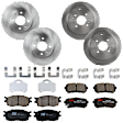 KIT-073024-5460 4-Wheel Set Brake Disc and Pad Kit, Plain Surface 4 Lugs Front-256.03 mm/Rear-261.87 mm Ceramic, Includes (4) Brake Disc and (2) Brake Pad Set