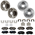KIT-073024-5466 4-Wheel Set Front and Rear Brake Disc and Pad Kit, Plain Surface 4 Lugs Front-256.03 mm/Rear-261.87 mm Ceramic, Includes (4) Brake Disc and (2) Brake Pad Set
