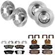 KIT-073024-5488 4-Wheel Set Front and Rear Brake Disc and Pad Kit, Plain Surface 5 Lugs Front-303.02 mm/Rear-282.96 mm Ceramic, Includes (4) Brake Disc and (2) Brake Pad Set