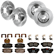 KIT-073024-5491 4-Wheel Set Front and Rear Brake Disc and Pad Kit, Plain Surface 5 Lugs Front-303.02 mm/Rear-282.96 mm Ceramic, Includes (4) Brake Disc and (2) Brake Pad Set