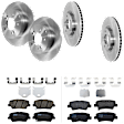 KIT-073024-5500 4-Wheel Set Front and Rear Brake Disc and Pad Kit, Plain Surface 5 Lugs Ceramic - Front, Semi-Metallic - Rear, Includes (4) Disc and (2) Pad Set