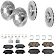 KIT-073024-5501 4-Wheel Set Front and Rear Brake Disc and Pad Kit, Plain Surface 5 Lugs Ceramic - Front, Semi-Metallic - Rear, Includes (4) Disc and (2) Pad Set