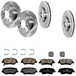 KIT-073024-5504 4-Wheel Set Front and Rear Brake Disc and Pad Kit, Plain Surface 5 Lugs Ceramic - Front, Semi-Metallic - Rear, Includes (4) Disc and (2) Pad Set