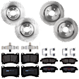 KIT-073024-5678 4-Wheel Set Front and Rear Brake Disc and Pad Kit, Plain Surface 5 Lugs Front-329.95 mm/Rear-313.94 mm Semi-metallic, Includes (4) Brake Disc and (2) Brake Pad Set
