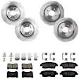 KIT-073024-5680 4-Wheel Set Front and Rear Brake Disc and Pad Kit, Plain Surface 5 Lugs Front-329.95 mm/Rear-313.94 mm Semi-metallic, Includes (4) Brake Disc and (2) Brake Pad Set