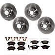 KIT-073024-569 Front and Rear Brake Disc and Pad Kit, Plain Surface, 5 Lugs, Front-311.91 mm/Rear-281.94 mm, Front-Semi-Metallic/Rear-Ceramic