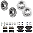 KIT-073024-5704 4-Wheel Set Front and Rear Brake Disc and Pad Kit, Plain Surface 5 Lugs Front-329.95 mm/Rear-313.94 mm Semi-metallic, Includes (4) Disc and (2) Pad Set