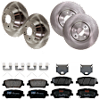KIT-073024-5729 4-Wheel Set Front and Rear Brake Disc and Pad Kit, Plain Surface 5 Lugs Front-320.04 mm/Rear-302.01 mm Ceramic, Includes (4) Brake Disc and (2) Brake Pad Set