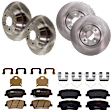 KIT-073024-5730 4-Wheel Set Front and Rear Brake Disc and Pad Kit, Plain Surface 5 Lugs Front-320.04 mm/Rear-302.01 mm Ceramic, Includes (4) Brake Disc and (2) Brake Pad Set