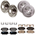 KIT-073024-5735 4-Wheel Set Front and Rear Brake Disc and Pad Kit, Plain Surface 5 Lugs Front-320.04 mm/Rear-302.01 mm Ceramic, Includes (4) Brake Disc and (2) Brake Pad Set