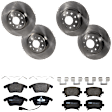KIT-073024-574 4-Wheel Set Front and Rear Brake Disc and Pad Kit, Plain Surface 5 Lugs Front-311.91 mm/Rear-281.94 mm Semi-metallic, Includes (4) Brake Disc and (2) Brake Pad Set