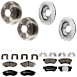 KIT-073024-5750 4-Wheel Set Front and Rear Brake Disc and Pad Kit, Plain Surface 4 Lugs Front-257.05 mm/Rear-261.87 mm Ceramic, Includes (4) Brake Disc and (2) Brake Pad Set