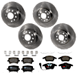 KIT-073024-576 4-Wheel Set Front and Rear Brake Disc and Pad Kit, Plain Surface 5 Lugs Front-311.91 mm/Rear-281.94 mm Semi-metallic, Includes (4) Brake Disc and (2) Brake Pad Set