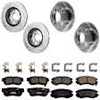 KIT-073024-5784 4-Wheel Set Front and Rear Brake Disc and Pad Kit, Plain Surface 5 Lugs Front-279.91 mm/Rear-261.87 mm Ceramic, Includes (4) Disc and (2) Pad Set