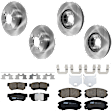 KIT-073024-5798 4-Wheel Set Front and Rear Brake Disc and Pad Kit, Plain Surface 5 Lugs Front-299.97 mm/Rear-282.96 mm Ceramic, Includes (4) Brake Disc and (2) Brake Pad Set