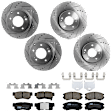 KIT-073024-5807 4-Wheel Set Front and Rear Brake Disc and Pad Kit, Cross-drilled and Slotted 5 Lugs Front-300 mm/Rear-282.96 mm Ceramic, Includes (4) Brake Disc and (2) Brake Pad Set