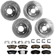 KIT-073024-5808 4-Wheel Set Front and Rear Brake Disc and Pad Kit, Cross-drilled and Slotted 5 Lugs Front-300 mm/Rear-282.96 mm Ceramic, Includes (4) Brake Disc and (2) Brake Pad Set